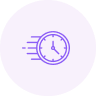 a round clock with a purple line